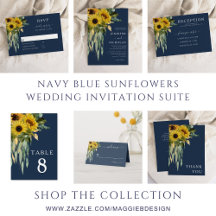 Navy Blue Sunflower Eucalyptus Wedding Suite