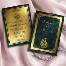 Emerald Green & Old Gold Muslim Wedding Theme
