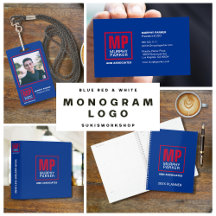 Monogram Logo - Custom Modern Bold Blue Red White