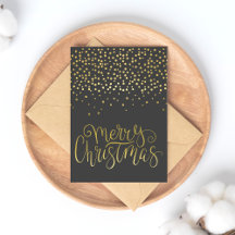 Christmas: Elegant Gold Script & Confetti