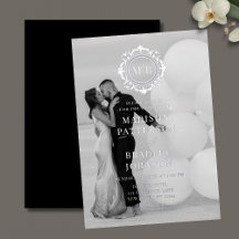 Ornate Floral Monogram Wedding Elegant Black White