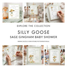 Silly Goose Sage Gingham Baby Shower