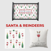 Santa and Reindeers Red Wine Christmas 