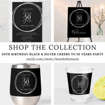 50th Birthday Black Silver Cheers 50 Years Party