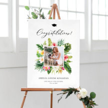 Watercolor Tropical Flowers Graduation Collection