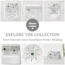 Silver Emerald Green Snowflakes Winter Wedding