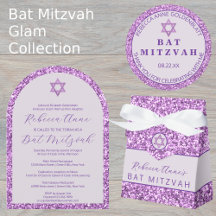 Bat Mitzvah Purple Glam Religious Jewish Birthday