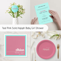 Teal Pink Solid Aqiqah Baby Girl Shower