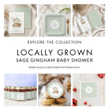 Locally Grown Market Sage Gingham Baby Shower
