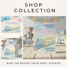 Baby on Board Watercolor Train Baby Shower