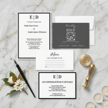 Elegant Black and White Wedding Invitation Suite