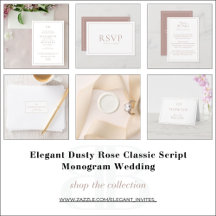 Elegant Dusty Rose Classic Script Monogram Wedding