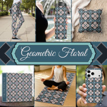 Modern Elegant Geometric Floral Monogram Pattern