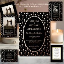 Country Florals Luxe Ditsy Flowers Rose Gold Foil