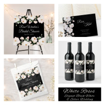 White Roses - Elegant Black White Silver Wedding