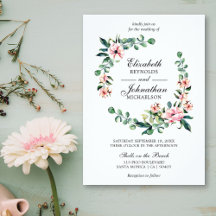 Watercolor Eucalyptus Greenery Wreath Pink Flower