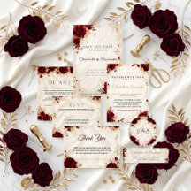 Burgundy & Gold Floral Wedding Suite