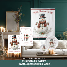 Christmas Snowman Holiday Card & Party Invitation
