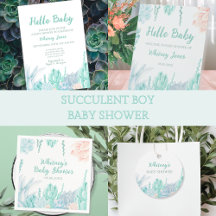Succulent Baby Boy Shower Watercolor Botanical
