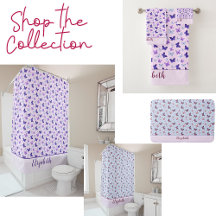 Custom Purple Butterfly Bathroom Accessories Sets