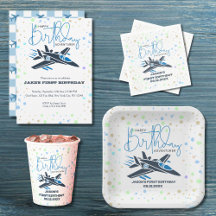 Boy Birthday blue  Jet Fighter airplane