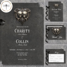 Gothic Black & White Skulls & Heart Wedding