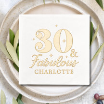 30th Birthday Real Foil Stamped Napkins