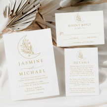 Elegant Botanical Moon and Stars Gold Wedding