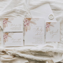 Boho Pampas Grass Girl Baby Shower Collection