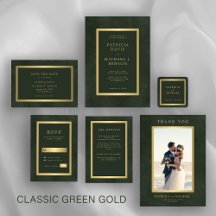 Simple elegant dark green gold metallic wedding 