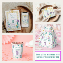 Gold Little Mermaid 10th Birthday Party Collection