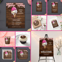 Modern Rustic Ice Cream Scoop Drawing Baby Shower