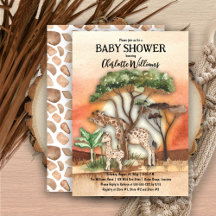 Mother and Baby Giraffes Jungle Safari Baby Shower