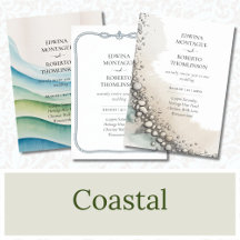 Modern Coastal Watercolor Botanical Wedding Inv