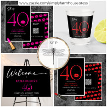 Modern Minimal Lips She's Forty Birthday