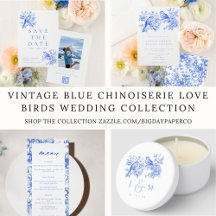 Vintage Blue Chinoiserie Love Birds Wedding 
