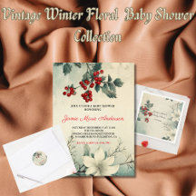 Vintage Winter Floral Baby Shower Collection
