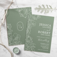 Botanical Sage Green Modern Wedding
