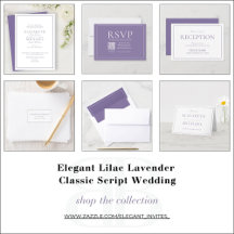 Elegant Lilac Lavender Classic Script Wedding