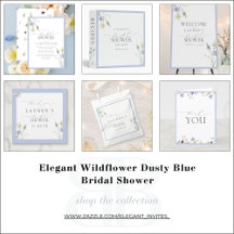 Elegant Wildflower Dusty Blue Bridal Shower