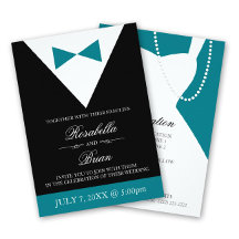 Black Tux and White Dress Wedding Invitations