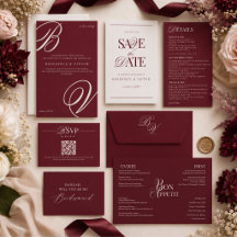 Burgundy Ivory Monogram Classic | Wedding Suite