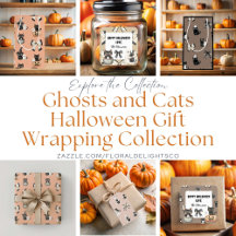 Halloween Cats and Ghosts Gift Wrapping Collection