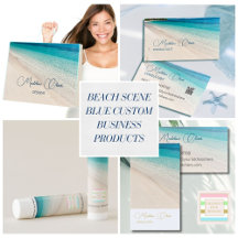 Beach Scene Blue Custom Business Products