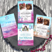 Colorful Bold Bat Mitzvah Invitations