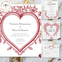 Vintage Elegant Chinoiserie Floral Heart Wedding