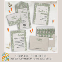 Mid Century Modern Retro Wedding Olive Green