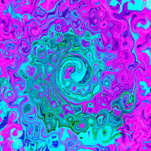 Aquamarine and Magenta Cool Retro Liquid Swirl