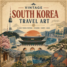 Vintage South Korea Travel Art