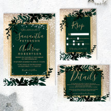 gold typography leaf snow elegant winter wedding